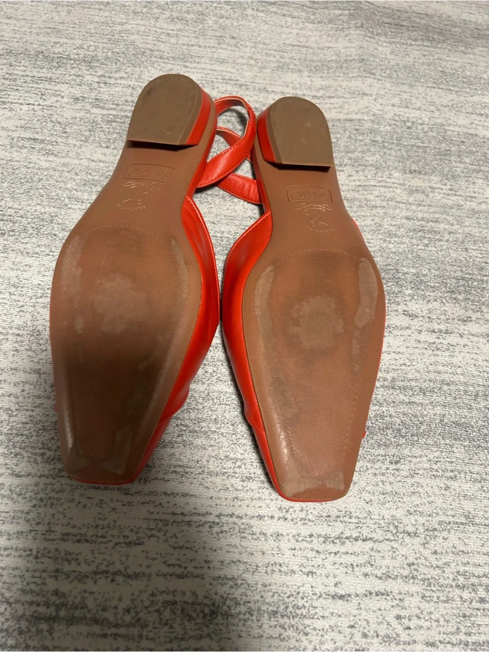 Franco Sarto Red Leather Square-Toe Slingback Flats